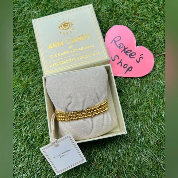 Arm Candy Gold tone Stretch Bracelet Set 3pcs - Picture 3 of 4